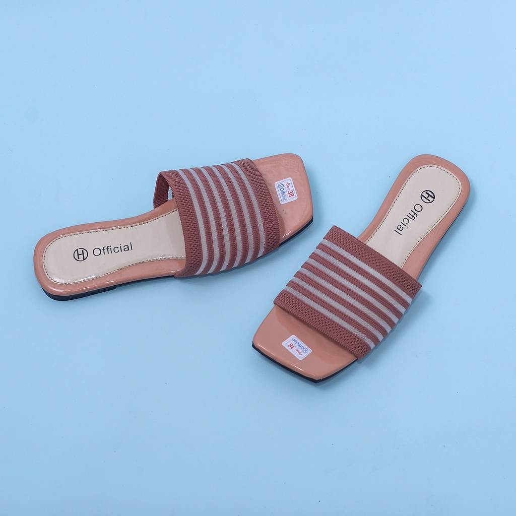 Sandal rajut selop Sendal Selop Wanita kokop strap garis/ Korean Women Slippers / sandal teplek termurah / sandal wanita import