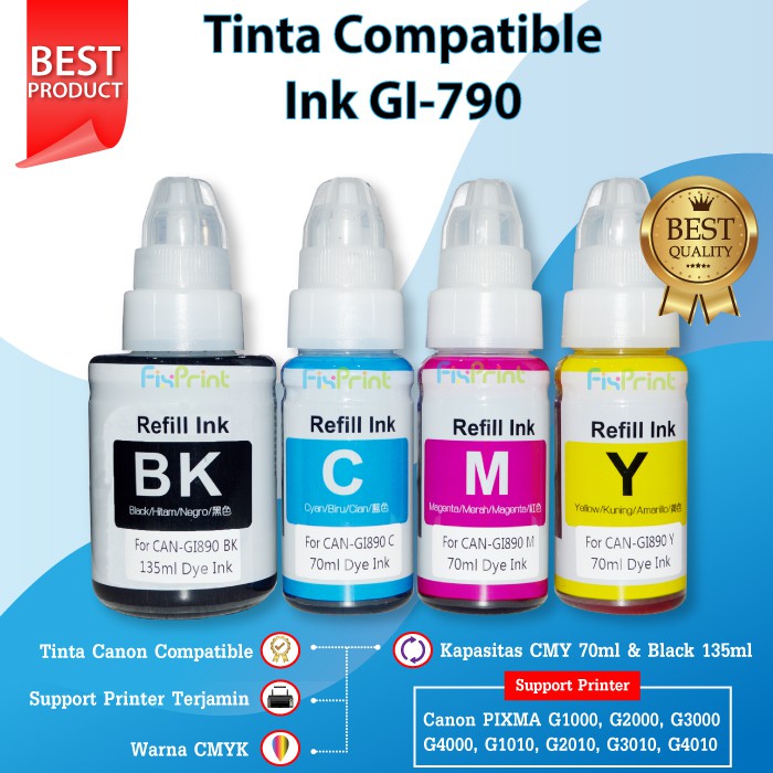 Tinta Compatible Canon 790 GI790 gi790 Printer G1000 G2000 G3000 G4000