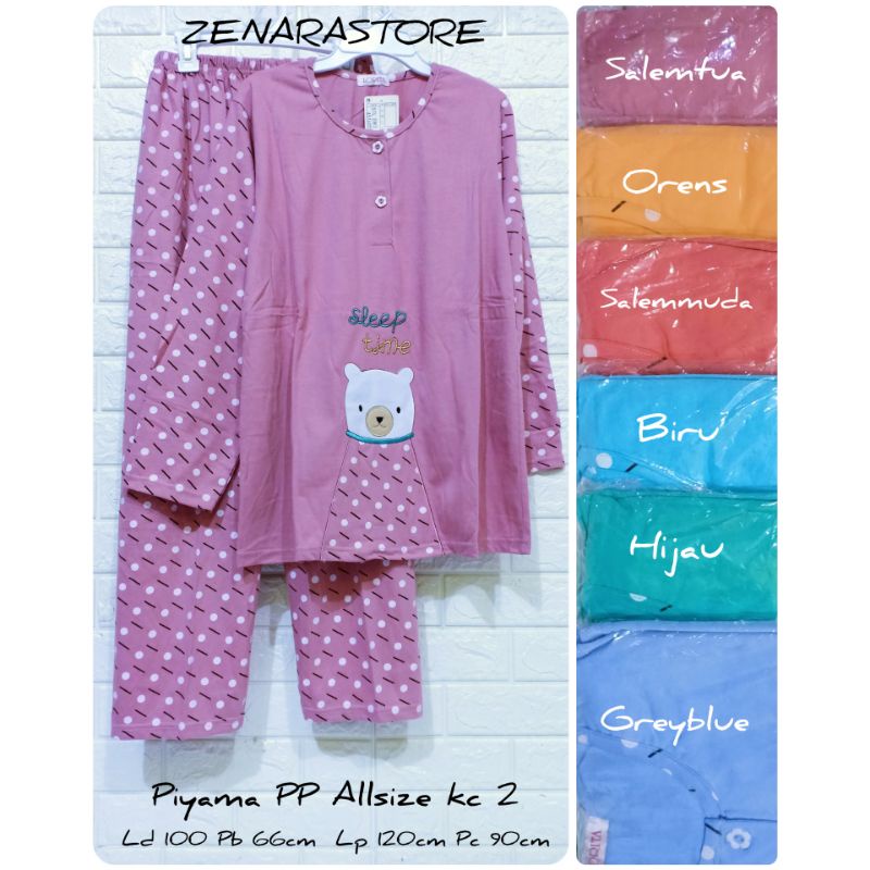 Piyama pp Allsize standard dewasa Lorita by sofie babydoll baju tidur kaos tebal adem lengan panjang