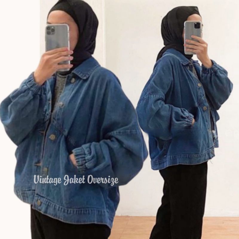 Vintage baggy jacket jeans oversize wanita