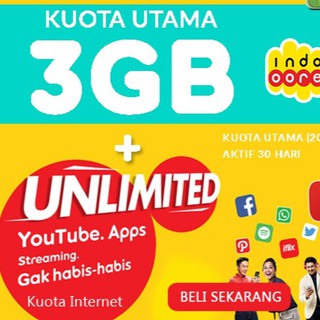 PROMO KUOTA INDOSAT 1GB 2GB 3GB 7GB 10GB 15GB + UNLIMITED APP 24jam/30hr 10GB 32GB INTERNET ...