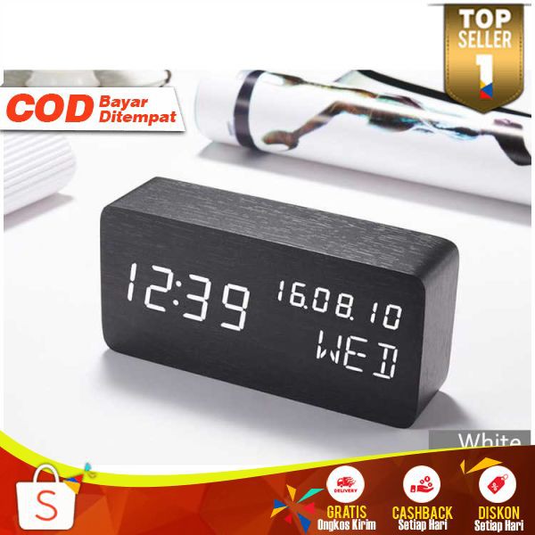 Jam Weker Digital Alarm Kayu Unik Wekker Balok Mini Murah Jam Klasik Alarm Weker Pajangan Rumah