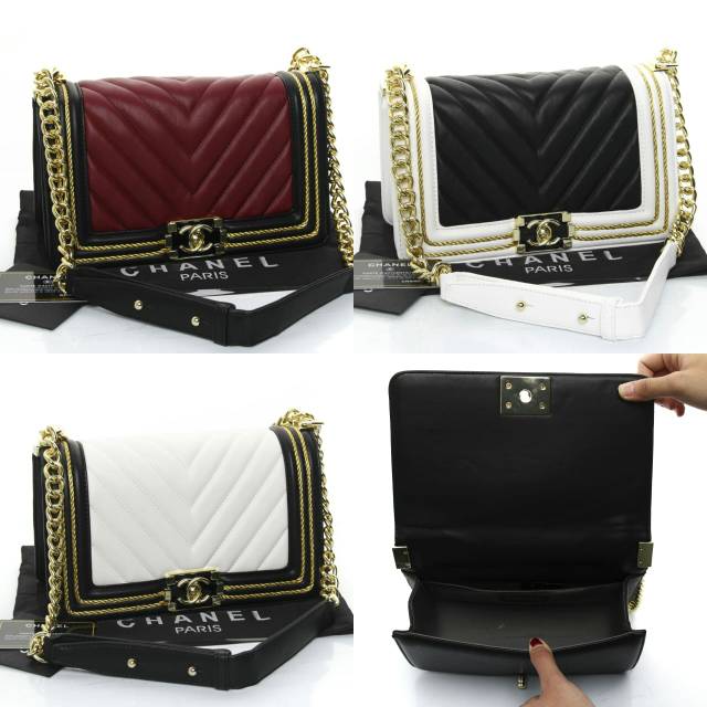 Chanel Boy Chevron Braid & Gold Tone Metal 6308