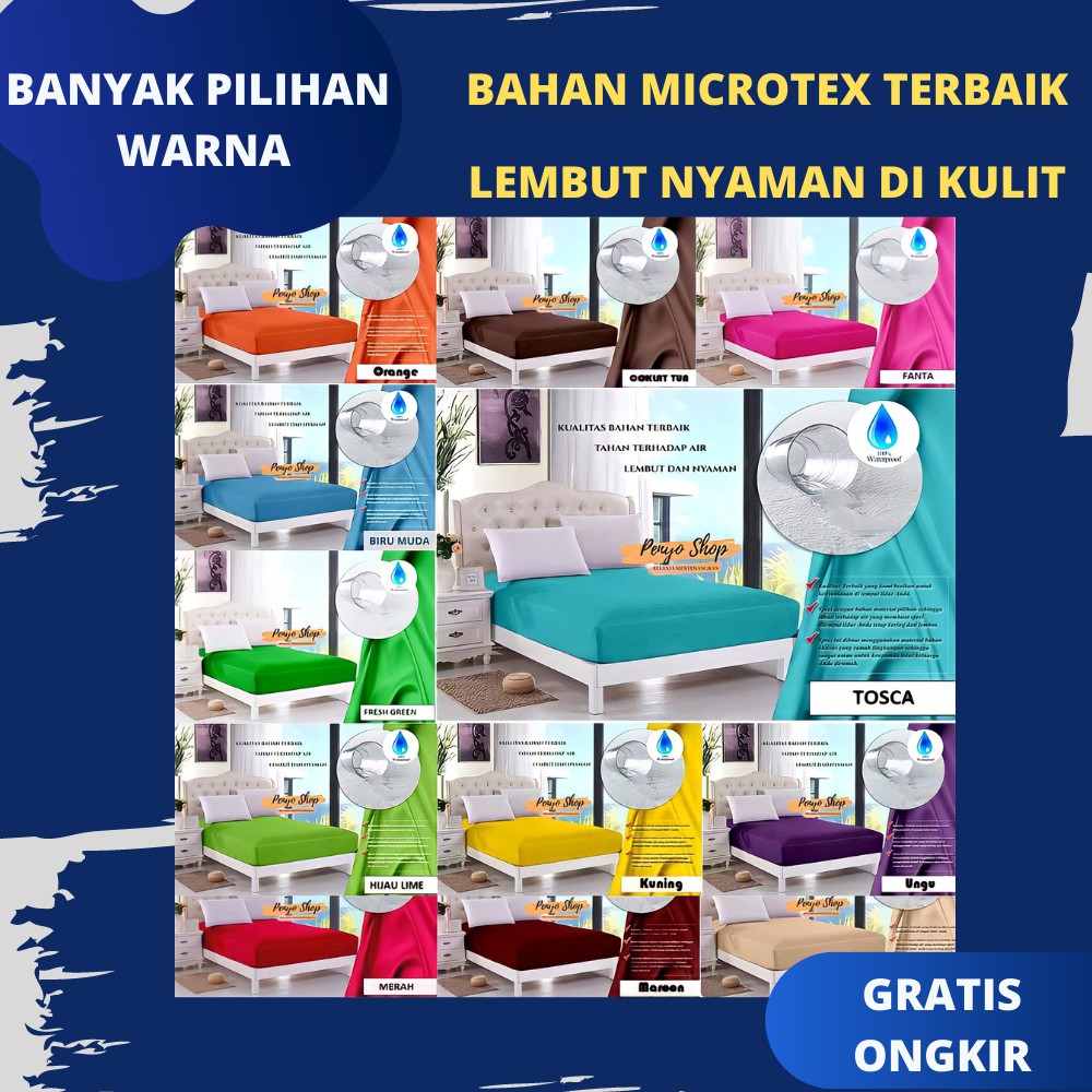 Sprei Waterproof Anti Air Ompol Bocor Polos Halus Adem dan Lembut Murah| Seprei Anti Air