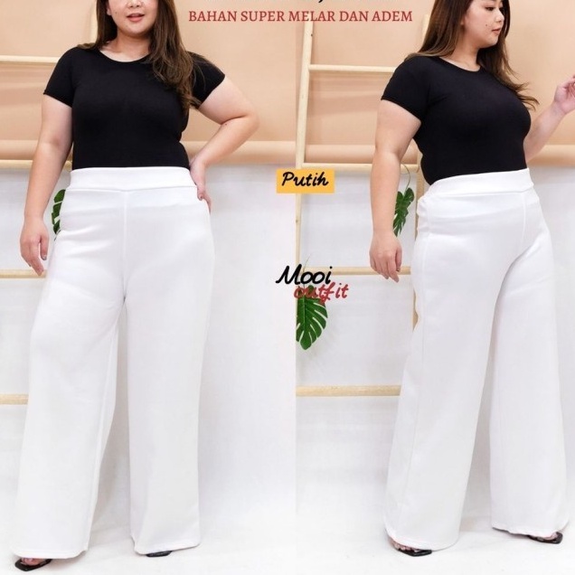 COD✅ REMAJA/BIG SIZE L - 5XL fit 45 - 100kg Ready | KULOT BOHO POLOS ~ Scuba &amp; Crepe Waffle TEBAL &amp; ELASTIS celana panjang wanita/bawahan muslimah/kasual/super jumbo/XXXXL/paha &amp; pinggang longgar/original