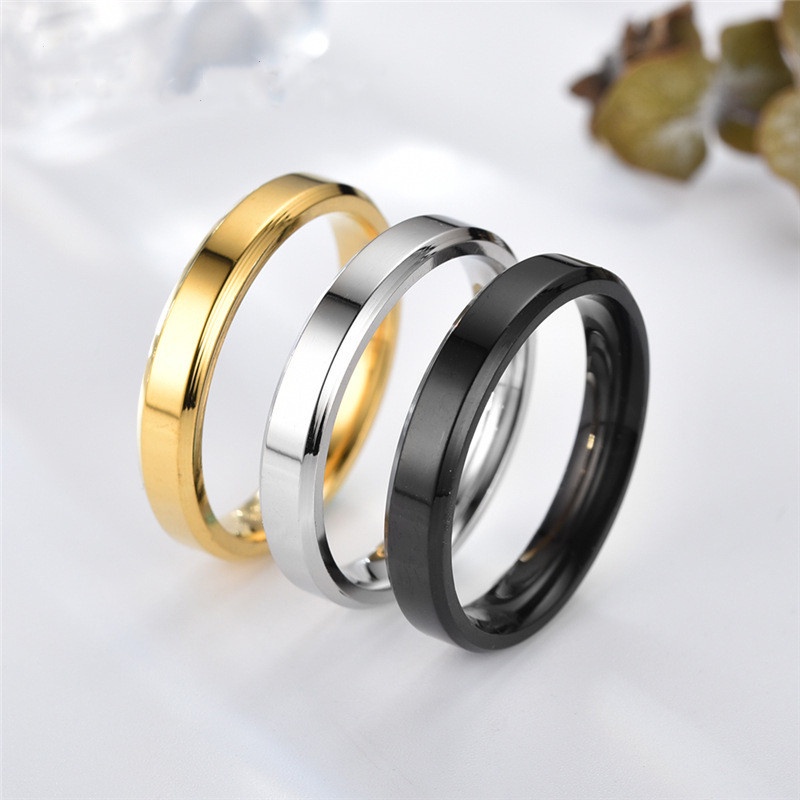 4mm Cincin Yang Dipoles Baja Titanium Sederhana Keren Untuk Fashion Pria dan Wanita