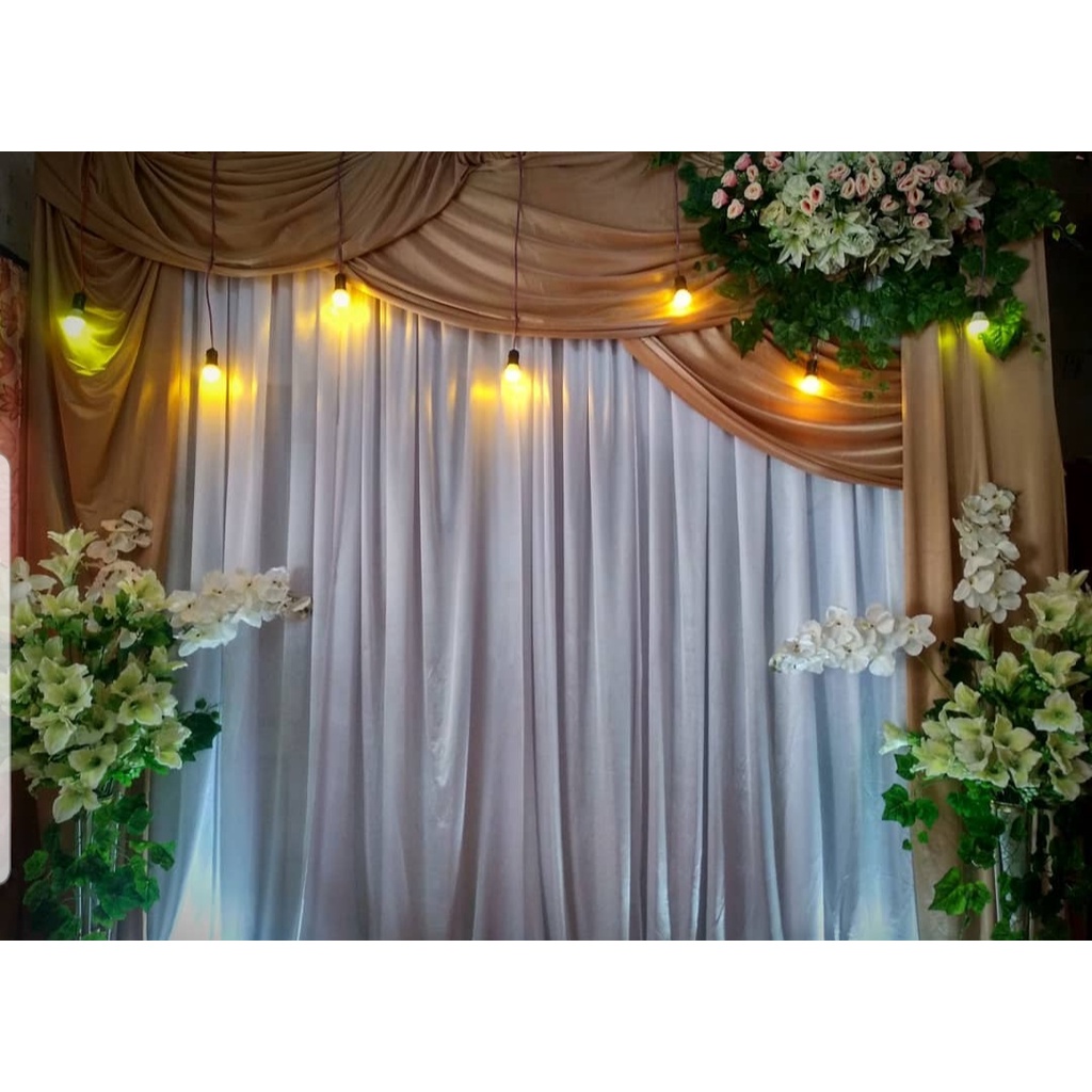 Kain Dekor/ Kain Dekorasi Backdrop Background Warna Mocca untuk Lamaran Wedding Engagement Khitanan