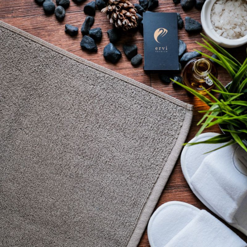 Keset handuk Coklat Abu PREMIUM tebal kualitas hotel / Bath Mat Beige