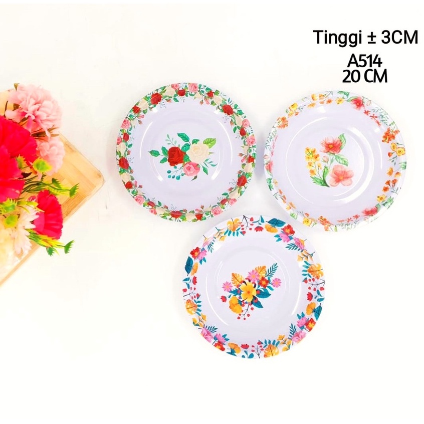 Piring Stainless Steel 6PCS Dengan Motif Bunga