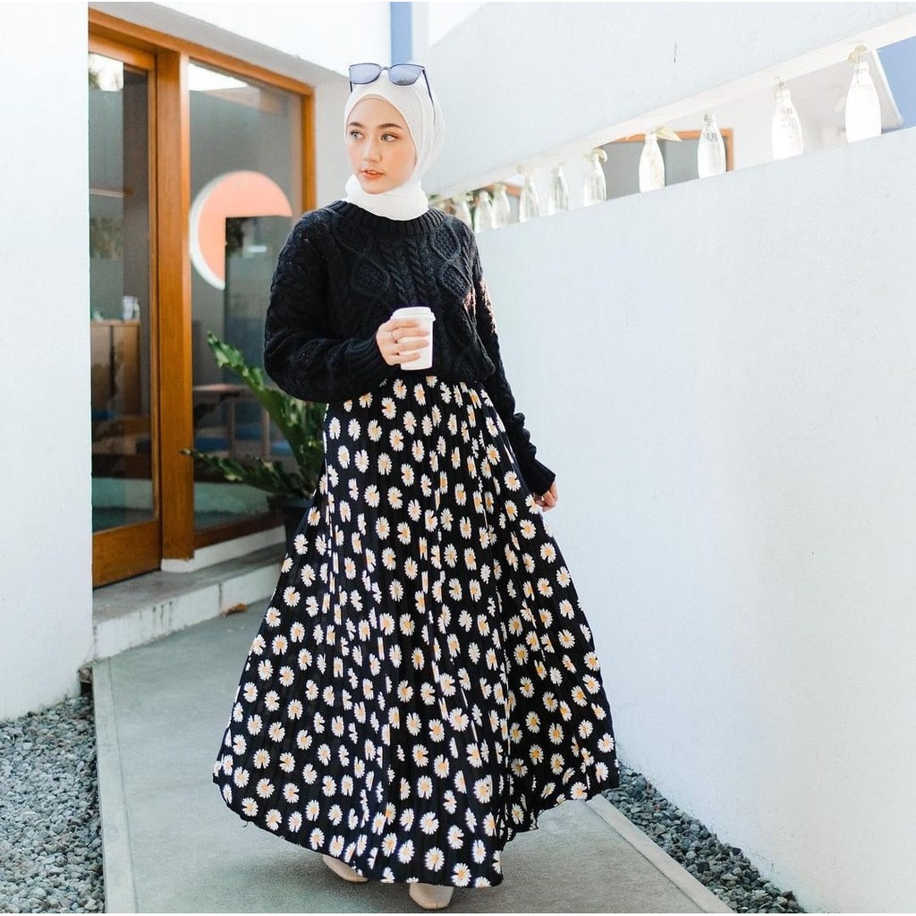 DAHLIA ROK PLISKET JERSEY MOTIF