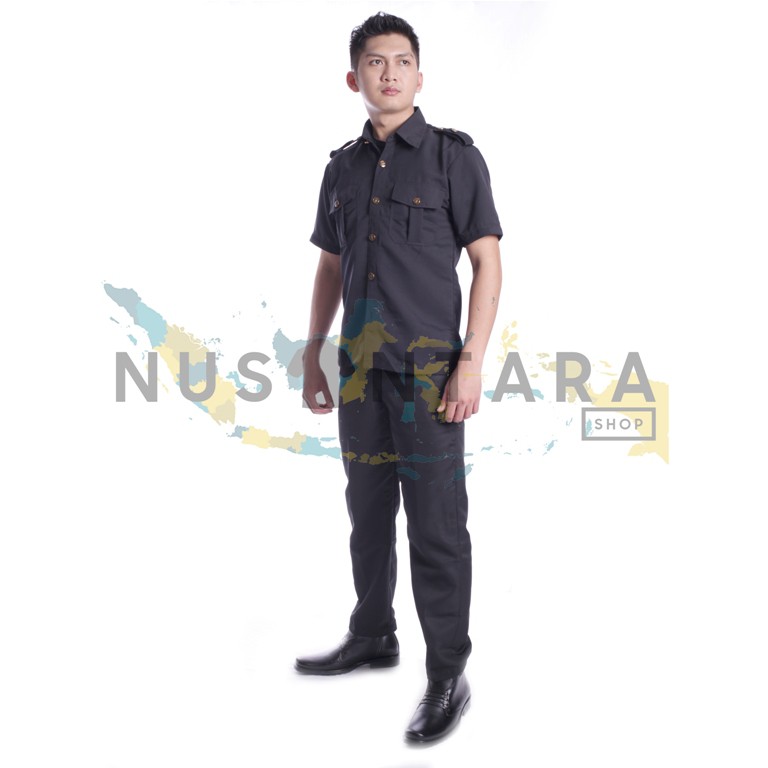 Seragam Safari Security HITAM COKLAT NAVY Terbaru Lengan Pendek Baju Safari Satpam Bodyguard Supir