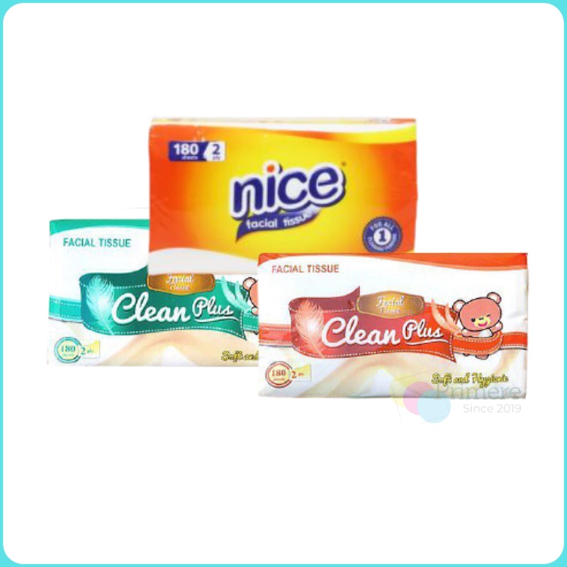 Tissue Nice 180 Sheet 2ply / Tisu Wajah Facial Tissue Clean Plus-1