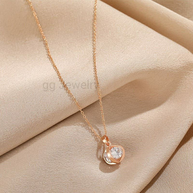 GG Kalung liontin sangkar bulat Diamond rantai ulir Titanium