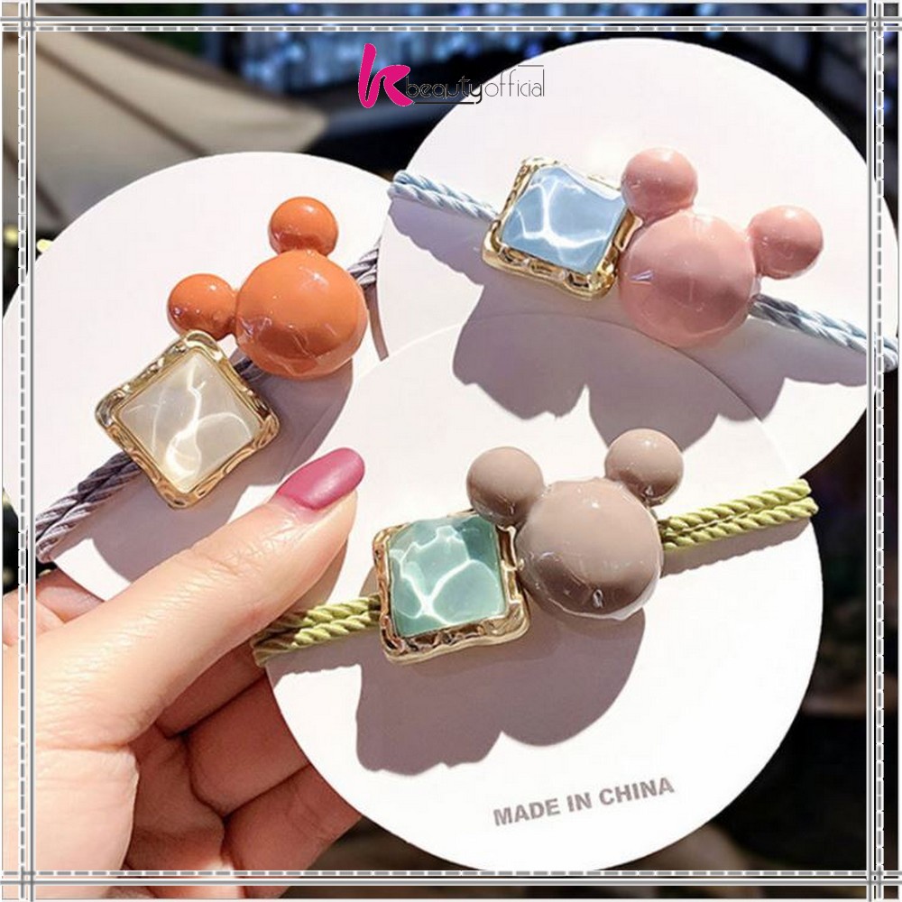 KB-C328 C336 Ikat Rambut Korean Style / Karet Ikat Rambut Karakter Batu ala Korea / Karet Rambut Fashion / Aksesoris Rambut Wanita-3