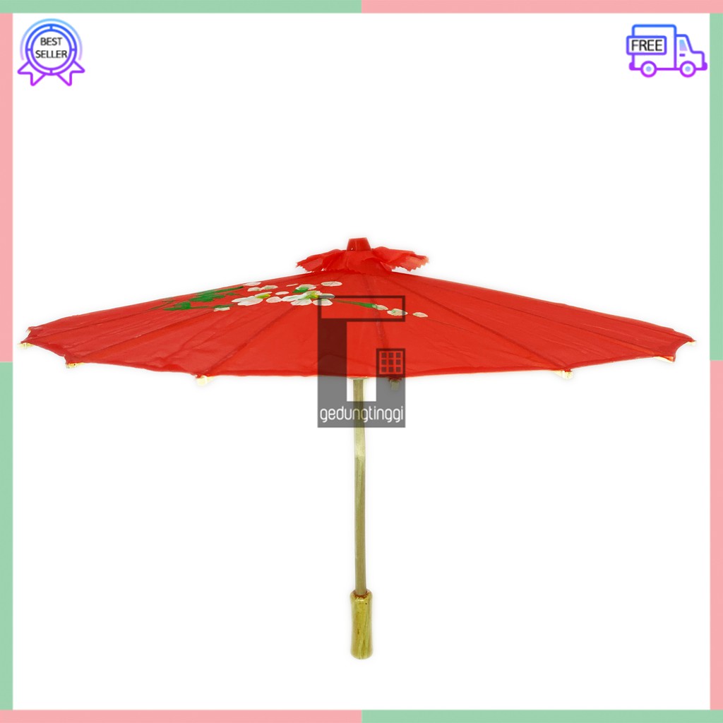 Payung Bambu Menari Nari Dekorasi Imlek Jepang Japan China Cina Korea Motif Lukisan Gambar Karakter Meihwa Meihua Mehwa Sakura Merah Mini Lipat Buka Tutup Murah Anak Dewasa Bamboo Umbrella