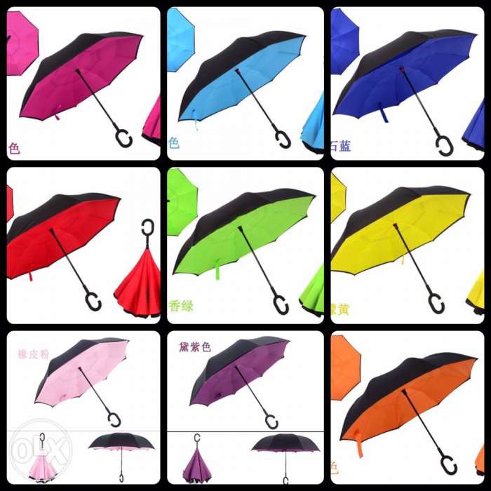 Reverse Umbrella / Payung Terbalik Hook C Tombol Merah Gen 2 Polos Karakter