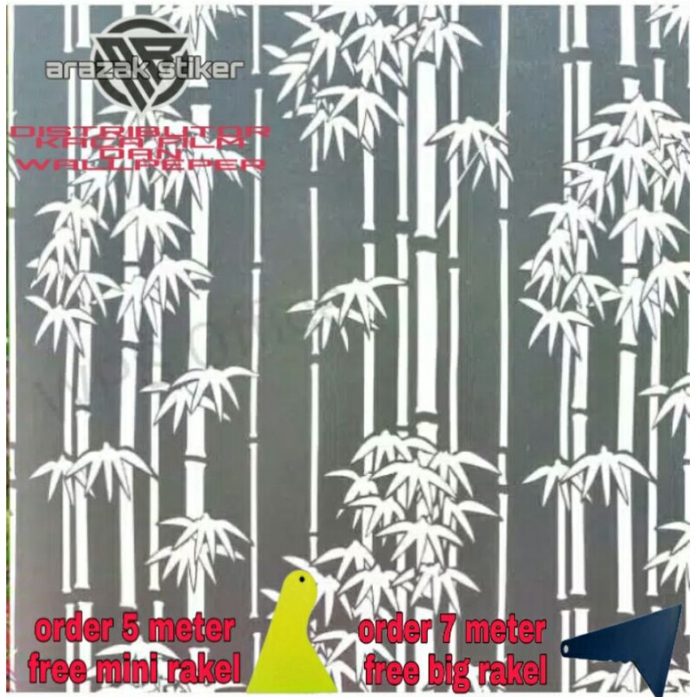 Sticker Stiker Kaca Film Jendela Rumah Motif Daun Bambu