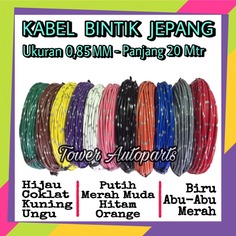 Kabel Body / Kabel Roll Bintik Jepang 0.85 MM - 20 Mtr Serabut Tembaga Kualitas Astra