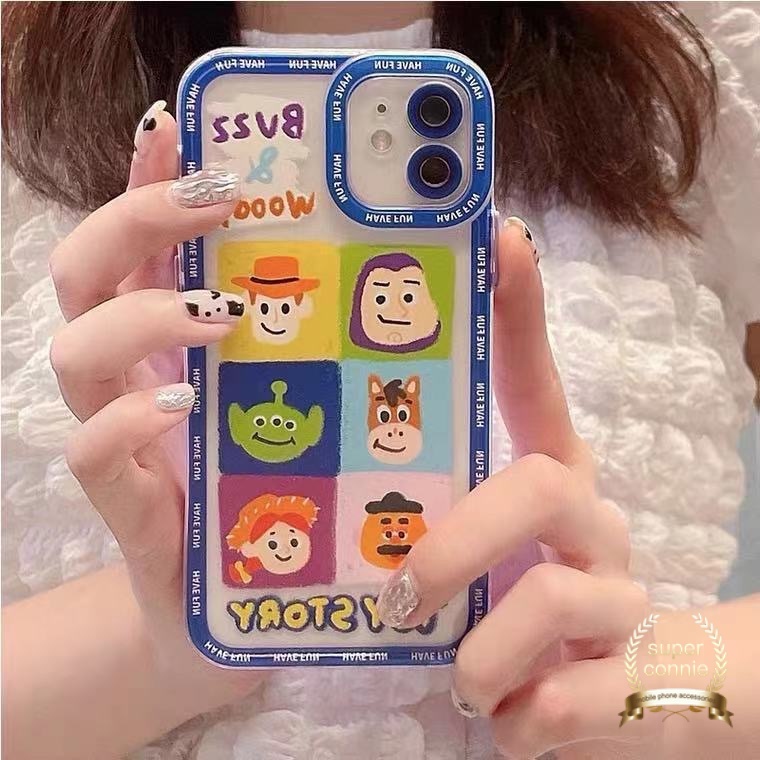 Cartoon Toy Story Phone Case for iPhone 11 12 Pro Max XR X XS MAX iPhone 6 6s 7 8 Plus SE 2020 Cute Wooddy Buzz Lightyear Alien Camera Protector Case Transparent TPU Soft Back Cover