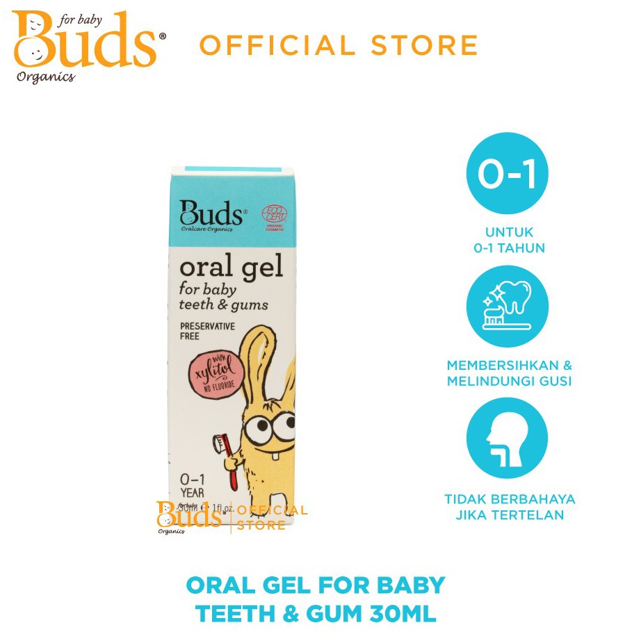 Buds Organics - Oral Gel for Baby Teeth and Gums Toothpaste 30ml - Pasta Gigi Anak (0-1 tahun)