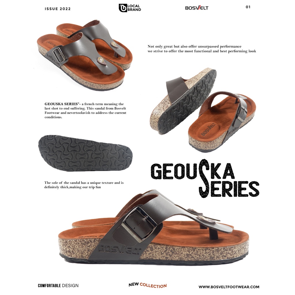 Sandal Pria Premium Karet Bosvelt Geouska 01 Brown