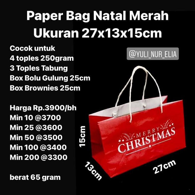 

PAPER BAG NATAL MERAH UKURAN 27X13X15CM TERBARU