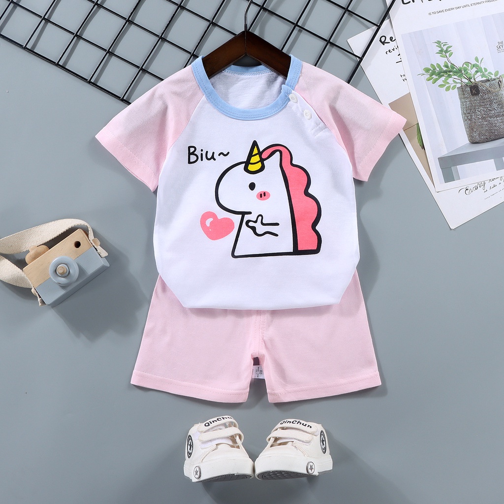 BABY STORE01 - BBA5 SETELAN ANAK 0- 3 TAHUN BAJU SETELAN ANAK PIYAMA TIDUR PENDEK JUMPER ANAK BAYI