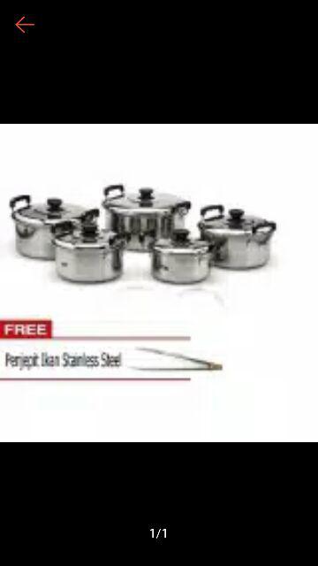 Panci Kingko America High Pots Set 5 Buah  + Gratis Jepit Ikan Stainless Steel