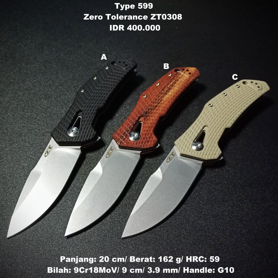 Pisau EDC Camping Outdoor Zero Tolerance ZT0308