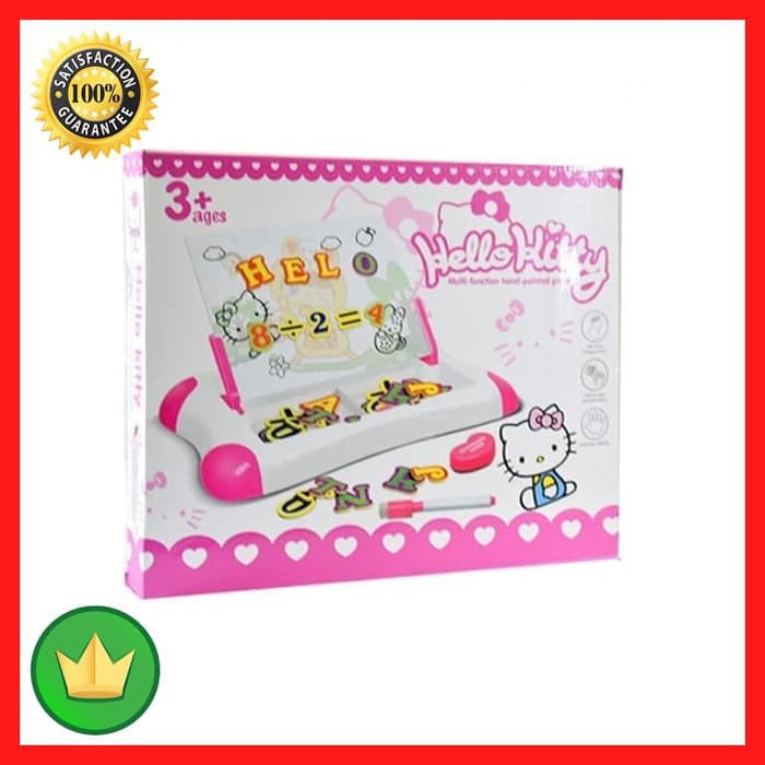 Mainan Anak Multi Function Hand Painted Plate Papan Tulis Hello Kitty Makassar