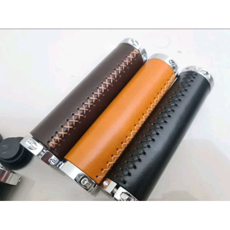 Handgrip asli kulit SMITH. handgrip leather handmade coklat brown hitam classic vintage