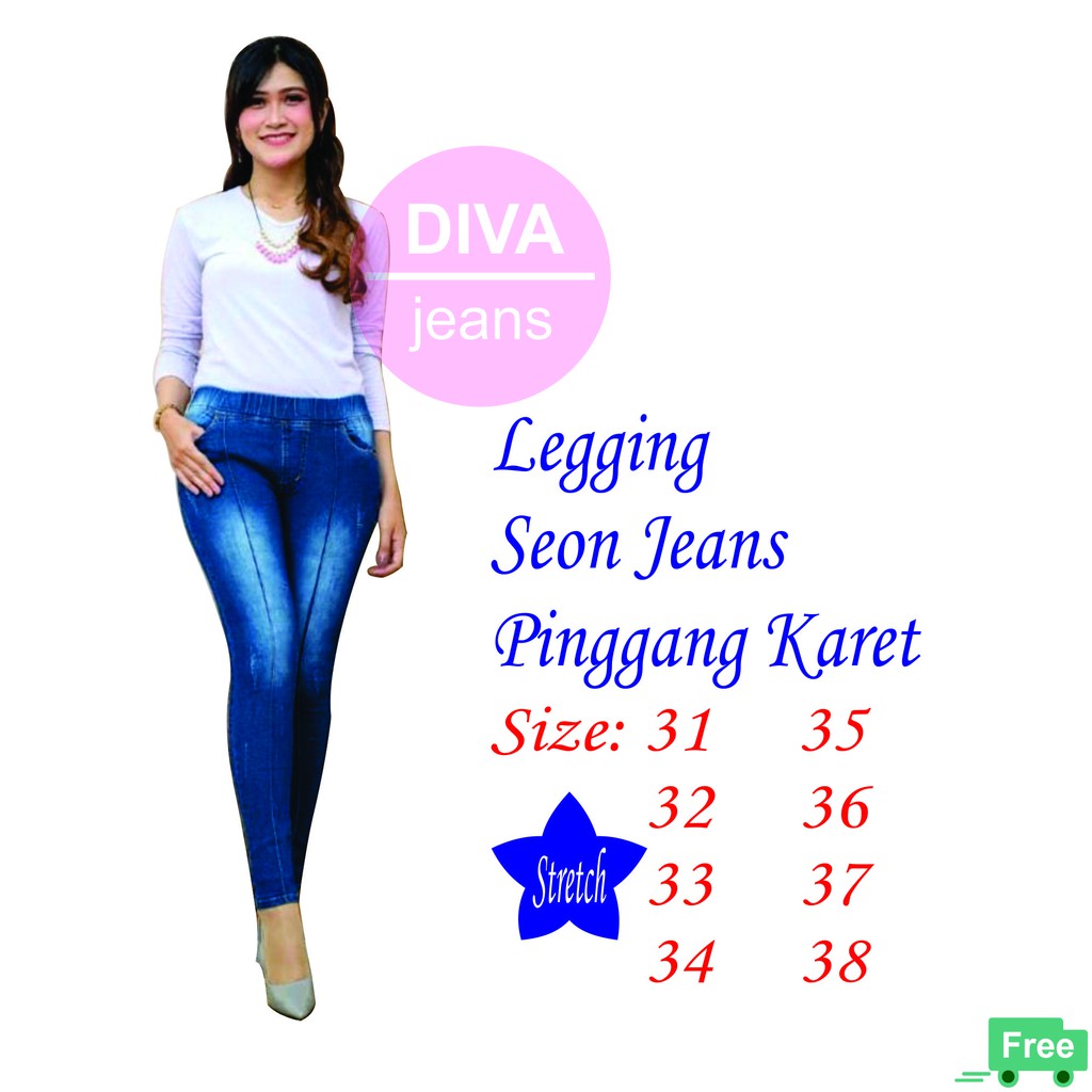 LEGGING SEON JEANS PINGGANG KARET