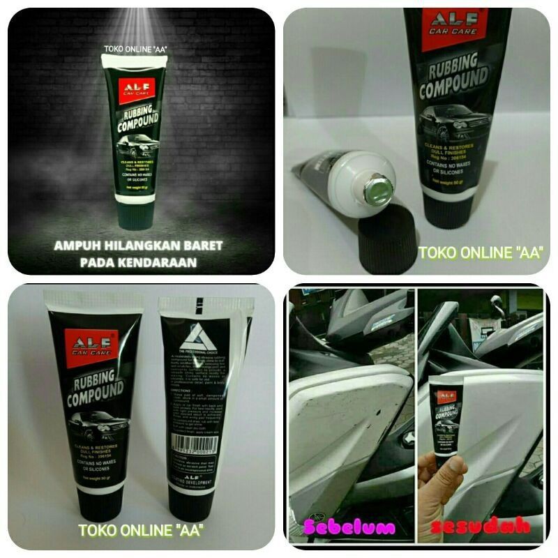 Paket Combo Hemat, Penghitam Dasboard Mobil Glossy Black, &amp; ALF Rubbing Compound Poles Baret mobil, Original