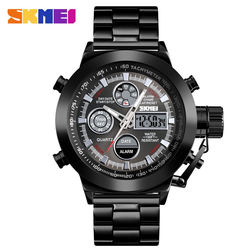 SKMEI 1515 ORIGINAL Jam Tangan Pria SKMEI Digital Analog Dual Time Steel