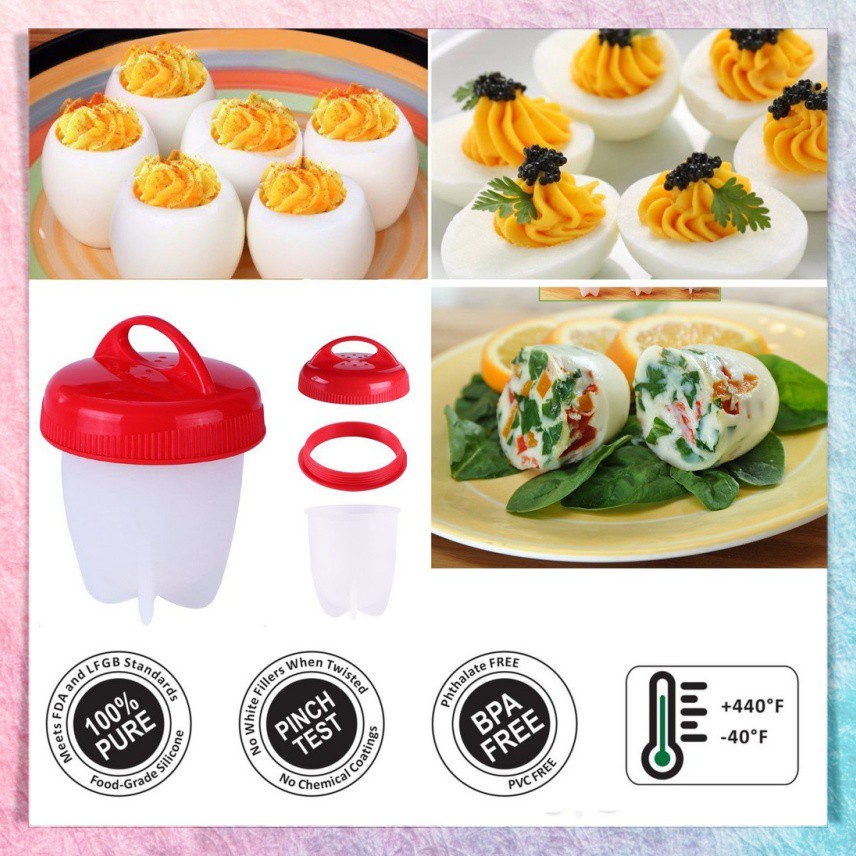 (BOW) Silicone Egg Boil 6 pcs (Tanpa Kotak) Cetakan Telur As Seen On Tv Tempat Rebus Telur