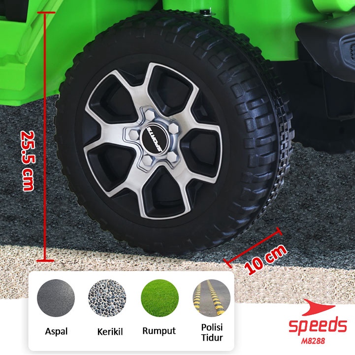 Mobil Aki Mainan SPEEDS Jeep Anak Offroad Remote Control Ride On Car Rubicon Super Car M8288-7