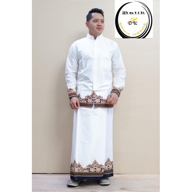 Sarung setelan Koko Tumpal putih kosong
