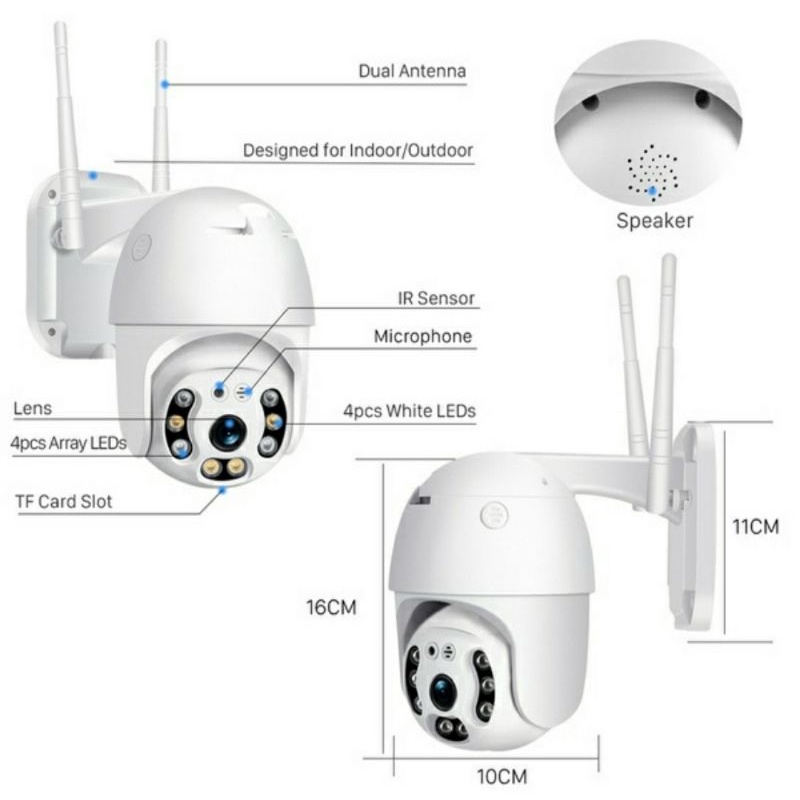 IP Camera CCTV Outdoor ICSEE 8MP 1080P PTZ Speed Dome Wireless / Cctv Malam Berwarna