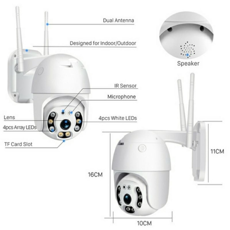 IP Camera CCTV Outdoor ICSEE 8MP 1080P PTZ Speed Dome Wireless / Cctv Malam Berwarna