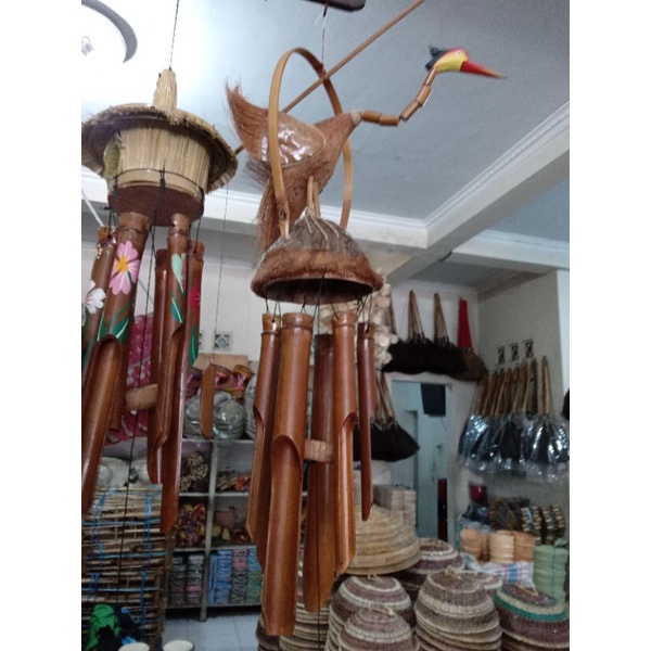 Lonceng Angin Bambu / Klontong Angin Motif Sarang Burung Promo Rumah Tasik