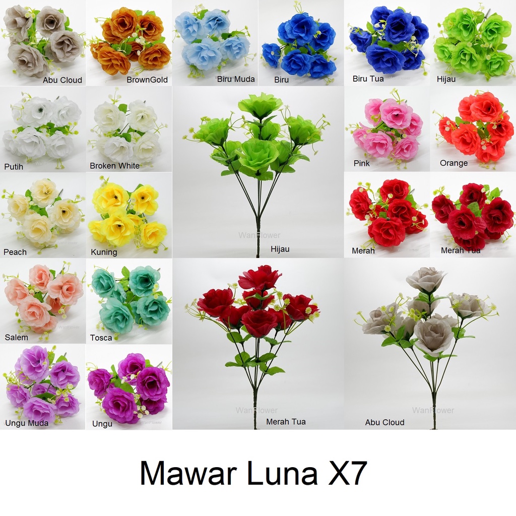 WANFLOWER Bunga Mawar Luna X7 * HIJAU new 2022