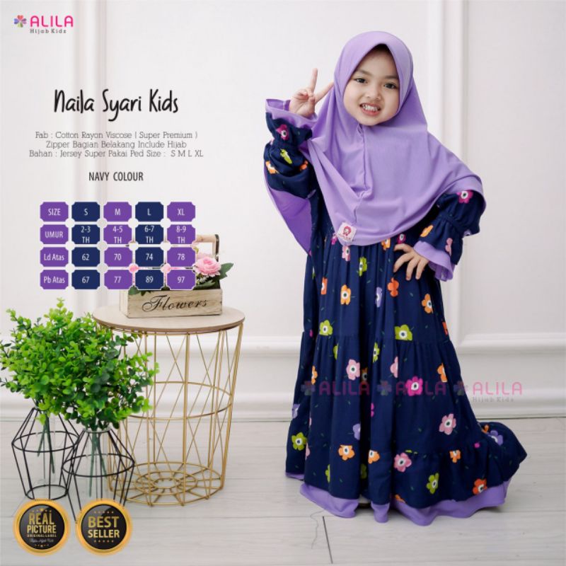 READY GAMIS ANAK LUCU IMUT MOTIF BUNGA COMBI JERSEY Original size 2-9 thn