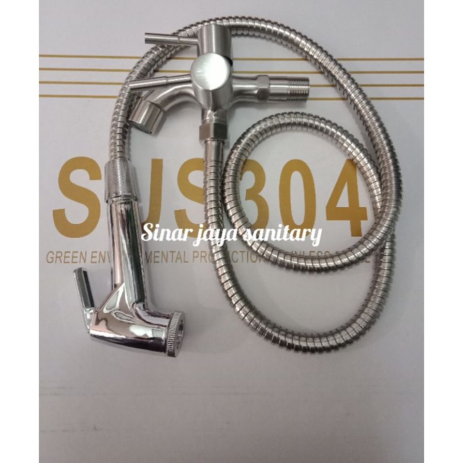 Jet shower set chrome / Palet jet shower + kran cabang stainless