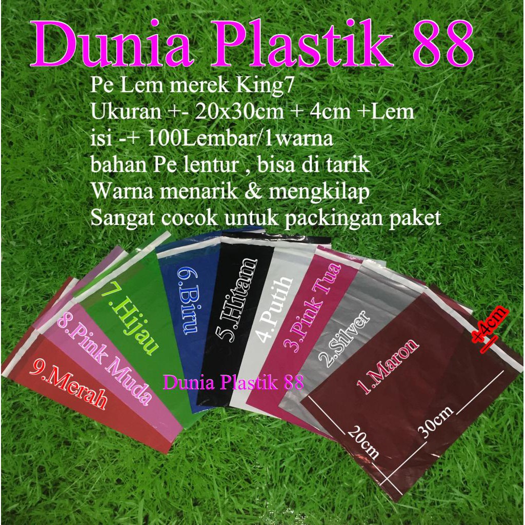 

isi-+100pc PE LEM KING7 20x30cm+4cm kantong plastik packing bag + lem poly mailer polymailer olshop