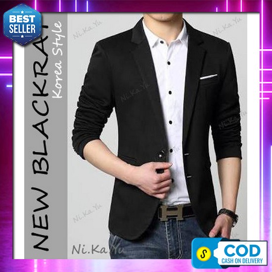 Long Coat Pria Korea Jas Blazer Jubah Panjang Pria Keren Long Coat Jas Wisuda / Jas Nikah / Jas Form