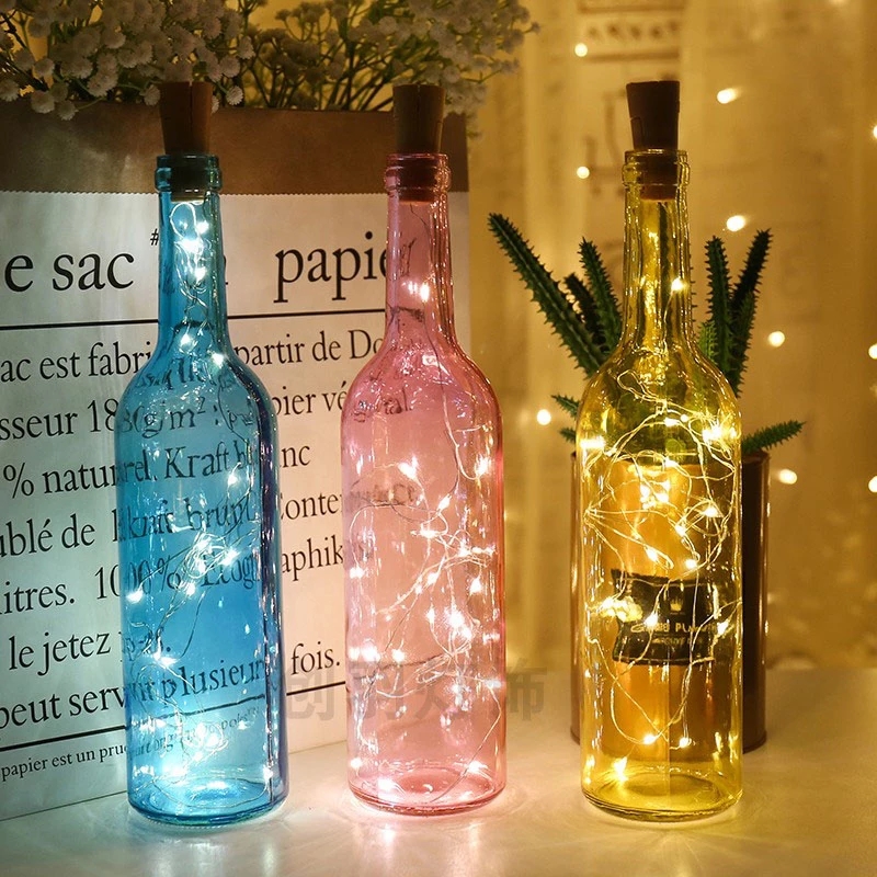 3/5m Button Battery LED Wine Bottle Cork Shape Copper Mini String Lights/Fairy Garland Lights Party Wedding Decor Button Battery