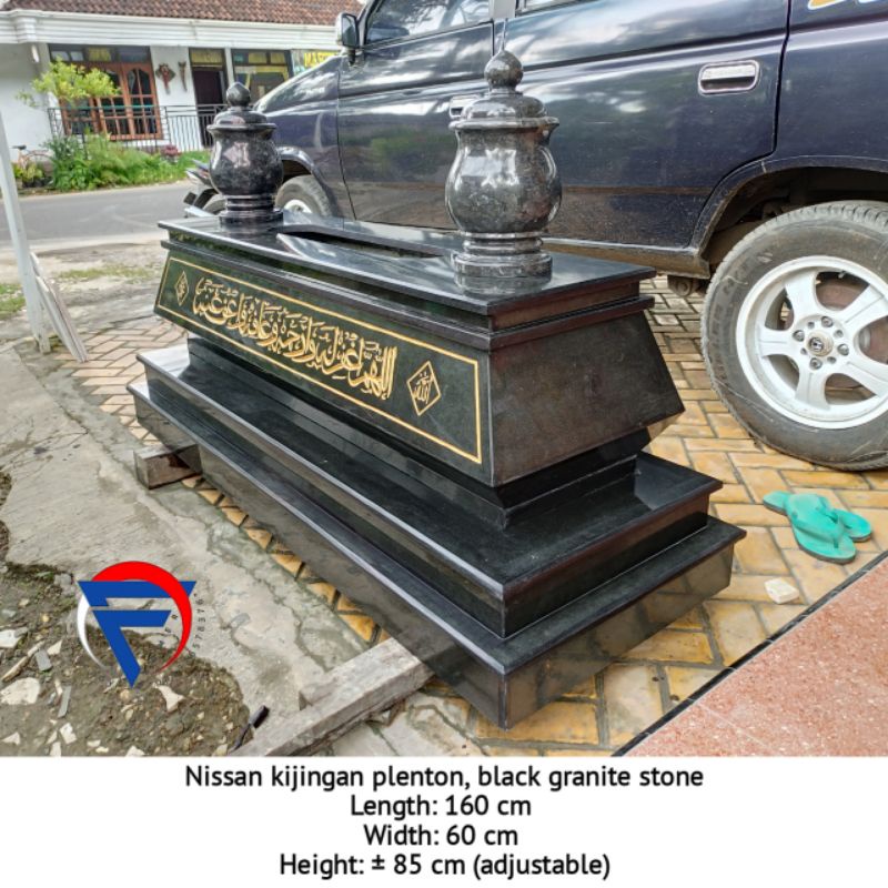 Kijingan makam model plenton granit hitam P.160 L.60 free ongkir jawa