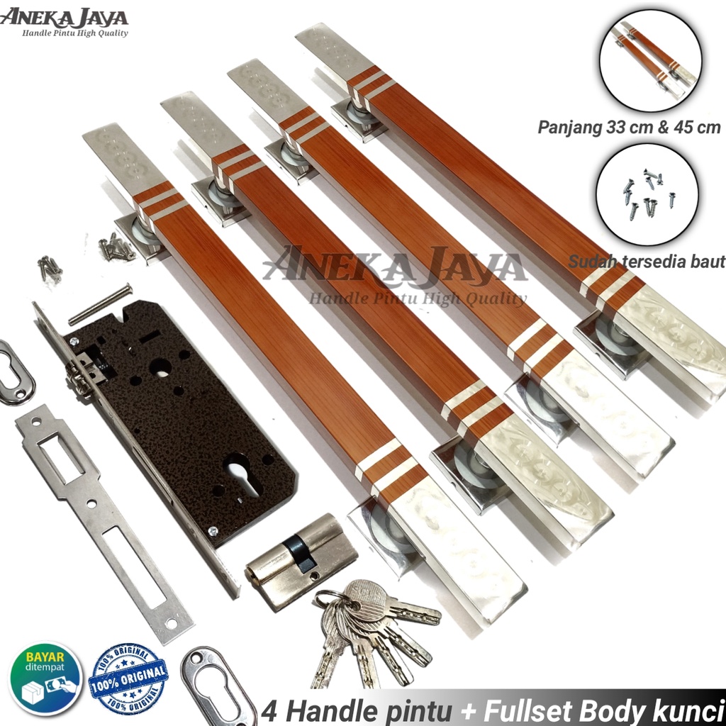 pull handle pintu rumah gagang pintu 33 cm 45 cm stainless dan body kunci set modern terbaru murah