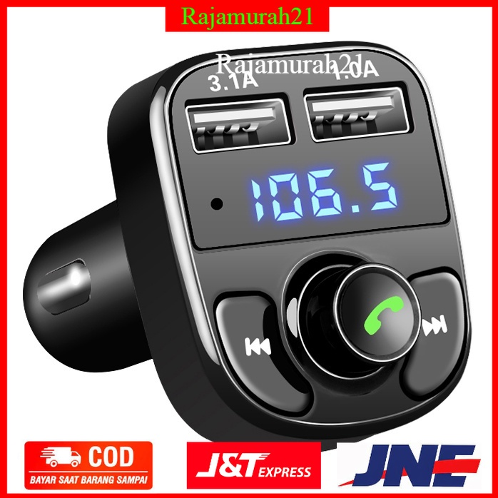 Bluetooth Audio Receiver FM Transmitter Handsfree with USB Car Charger - OMSCUZBK - Black