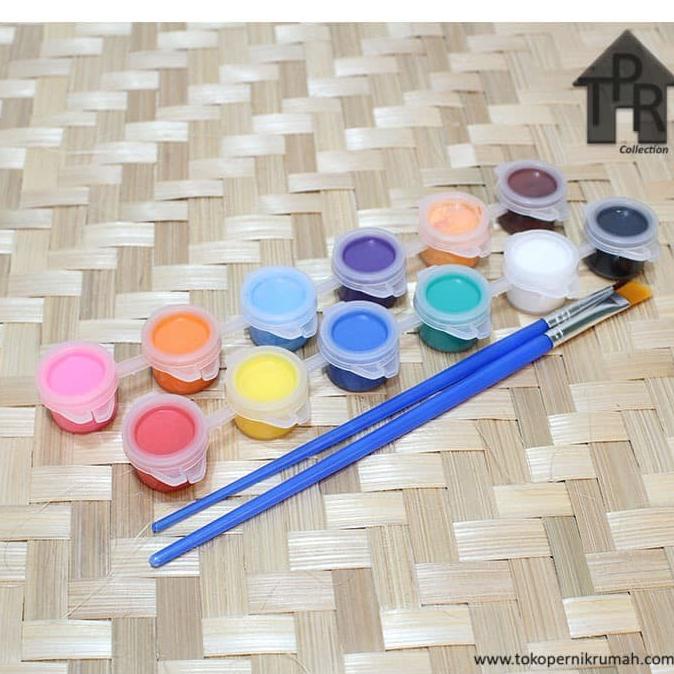 

Buruan Serbu] Cat Akrilik Untuk Prakarya Tanah Liat - 12Warna + 2Kuas
